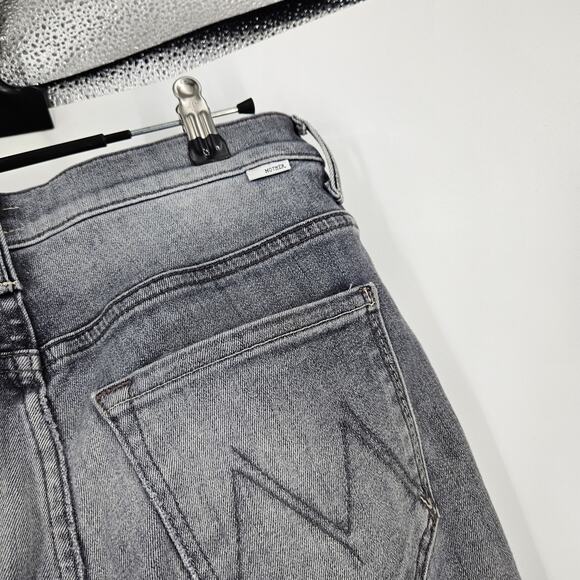 Mother The Insider Crop Step Fray Jeans Black Gray Bootcut High Waist Size 26 - Picture 4 of 7